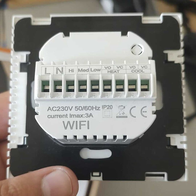 Termostat smart negru HYSEN HY603-WIFI-AC Tuya, ventiloconvertor Termostat smart negru HYSEN HY603-WIFI-AC Tuya, ventiloconvertor